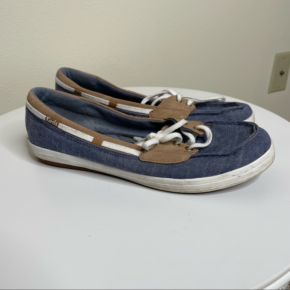 Keds Navy Blue and Brown Casual Boat Shoe Flats